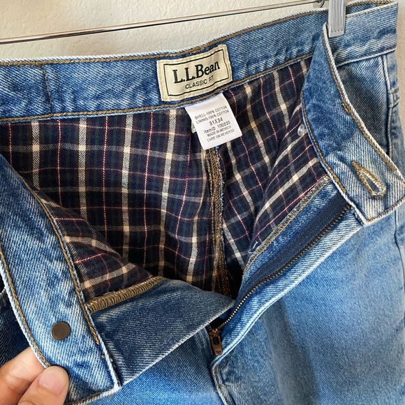 Vintage L.L. Bean Flannel Lined Jeans 31x34 Men’s Denim Plaid Flannel Lined - Picture 6 of 6